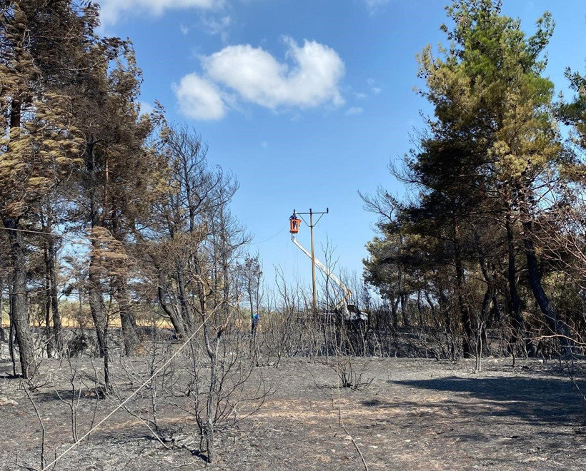 Çanakkale'de enerji hatları yangının ardından yeniden onarılıyor - Resim : 1