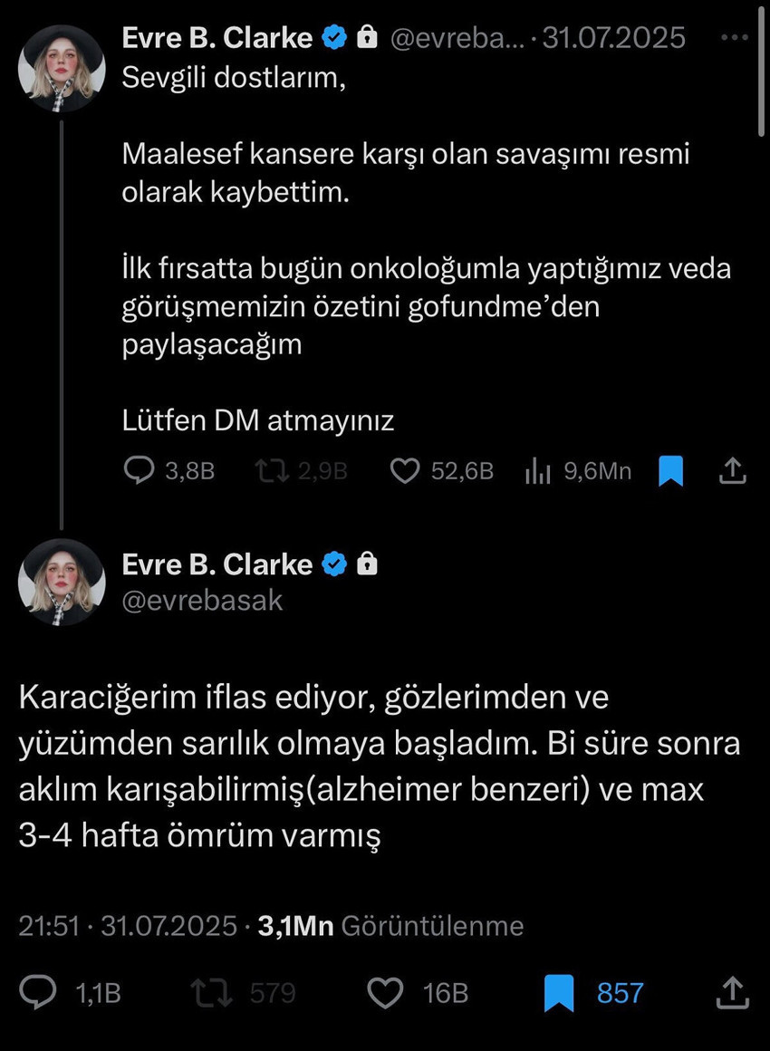 Ailesi duyurdu: Kanserle mücadele eden Evre Başak Clarke hayatını kaybetti - Resim : 1