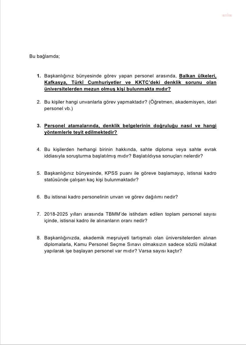 Selçuk Özdağ'dan tüm kabine üyelerine "sahte diploma" soru önergesi - Resim : 2