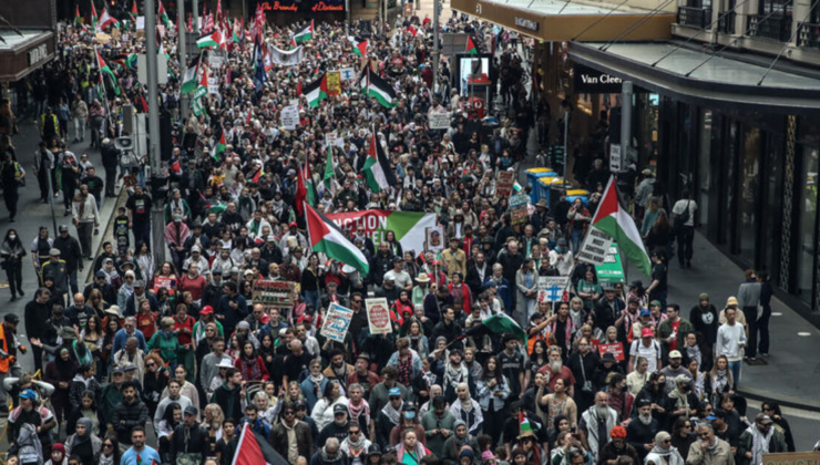 Avustralya'da on binlerce kişi İsrail'i protesto etti