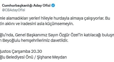 İmamoğlu'ndan Beyoğlu mitingi çağrısı