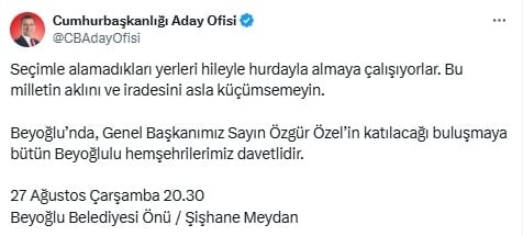 İmamoğlu'ndan Beyoğlu mitingi çağrısı