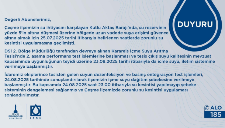 Kesintiler sona erdi, ünlü tatil beldesi suya kavuştu