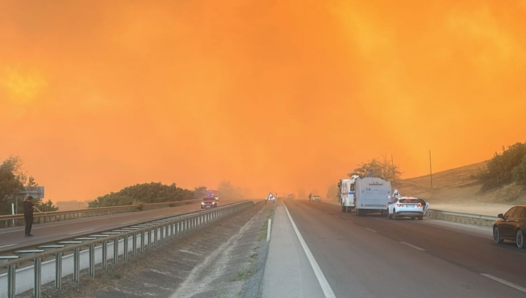Bursa'da orman yangını evlere yaklaştı, kara yolu kapatıldı