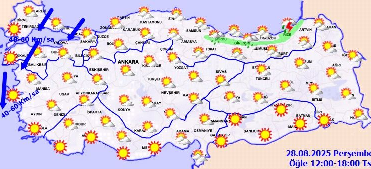 Kuvvetli rüzgar ve yağmur uyarısı