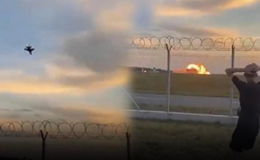 Eğitim için kalkan F-16 uçağı yere çakıldı! O anlar kamerada