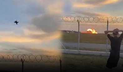 Eğitim için kalkan F-16 uçağı yere çakıldı! O anlar kamerada