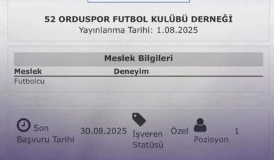 İŞKUR'da sıra dışı ilan: 52 Orduspor futbolcu aranıyor!