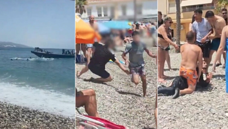 Botlardan atlayan göçmenleri plajda tatilciler kovaladı