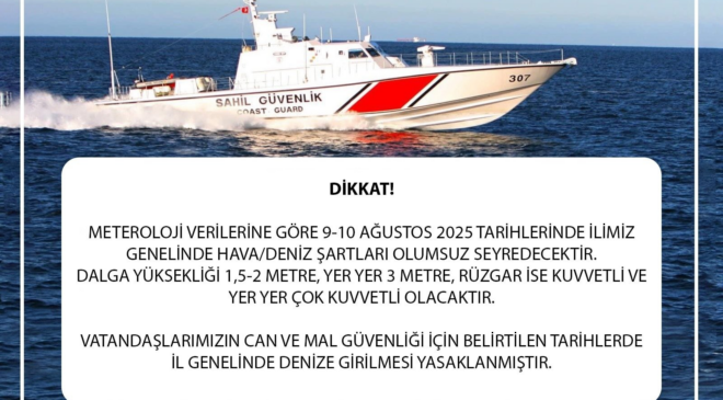 Artvin'de denize girişlere 2 gün izin verilmeyecek