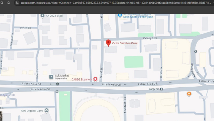 Konya'da 'Victor Osimhen' Camii: Google Haritalarda ismini değiştirdiler: Cemaat düzeltme istiyor