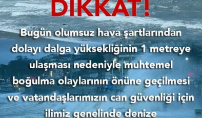 Trabzon'da bugün denize girişlere izin verilmiyor