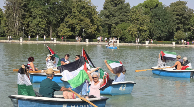 Madrid'deki Retiro parkında Filistin'e destek gösterisi düzenlendi