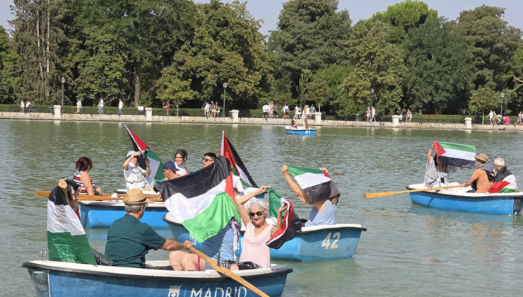 Madrid'deki Retiro parkında Filistin'e destek gösterisi düzenlendi