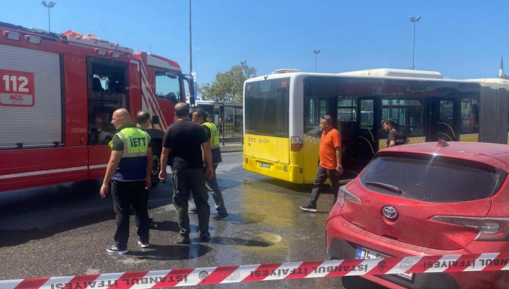 Kadıköy’de İETT otobüsünün motor kısmında yangın çıktı
