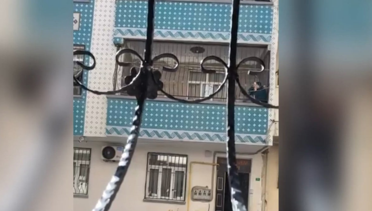 Balkonda kadına şiddet! O anlar kamerada