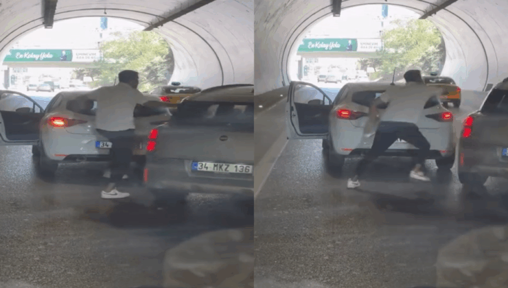 Tüneldeki yol verme tartışması trafiği birbirine kattı