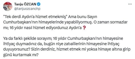 Tanju Özcan'dan Çerçioğlu'na dikkat çeken gönderme