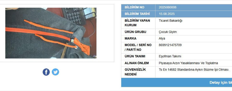 Bakanlık açıkladı: Bir çocuk giyim ürününün satışı yasaklandı
