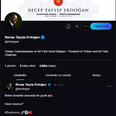 Cumhurbaşkanı Erdoğan, NeXT Sosyal'de ilk paylaşımını yaptı
