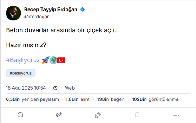 Cumhurbaşkanı Erdoğan Next Sosyal'e katıldı! 'Beton duvarlar arasında bir çiçek açtı'