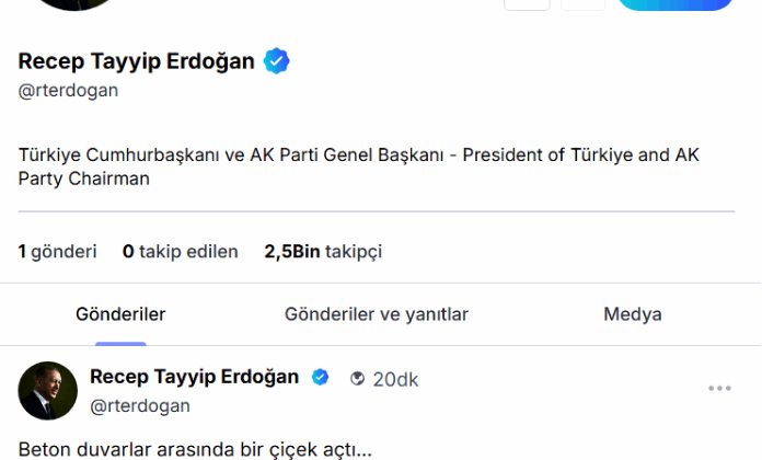 Erdoğan, Next Sosyal'e şiirle katıldı
