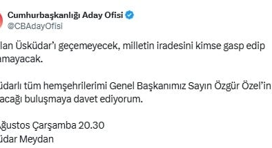 İmamoğlu'ndan Üsküdar mitingine çağrı