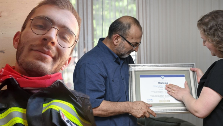 Yangın şehidinin diploması ailesine verildi