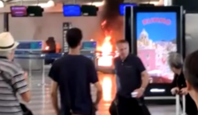İtalya'nın Malpensa Havalimanı'nda bir yolcu yangın çıkardı