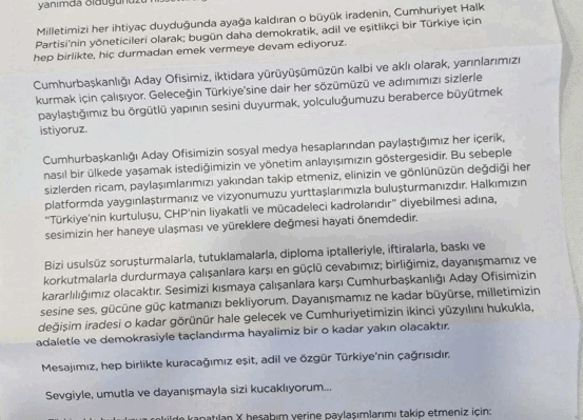 İmamoğlu’ndan CHP milletvekillerine mektup: Sesimizin her haneye ulaşması ve yüreklere değmesi hayati önemde