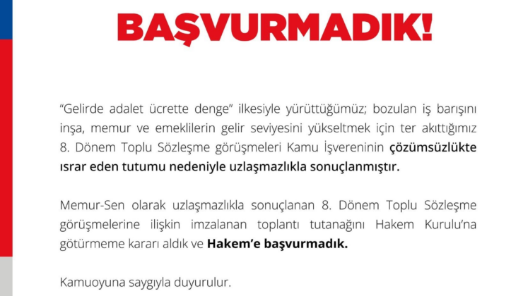 Memur Sen'den kritik Hakem Heyeti açıklaması