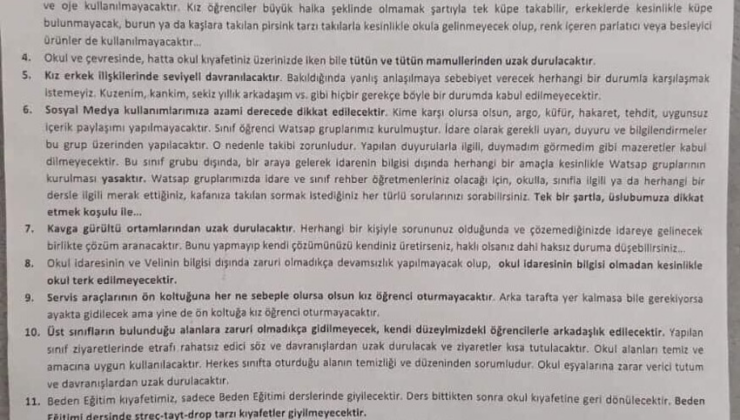 18 maddelik okul kuralları listesi! Düzce Valiliği soruşturma başlattı