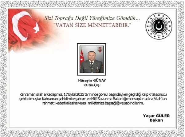 MSB: Piyade Uzman Çavuş Hüseyin Günay şehit oldu - Resim : 1