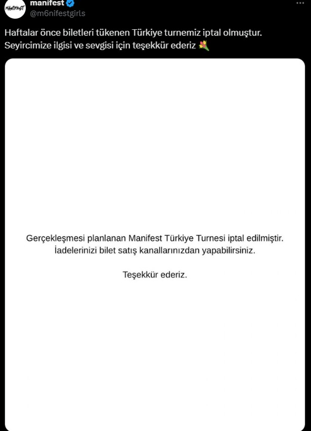 Manifest’in Türkiye turnesi iptal edildi! - Resim : 1