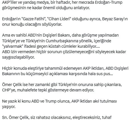 CHP'den Erdoğan'a tepki: "Konu ABD ve Trump olunca, AKP iktidarı akıl tutulması yaşıyor"