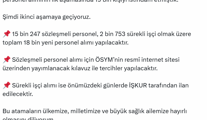 Sağlık Bakanlığı 18 bin personel alacak