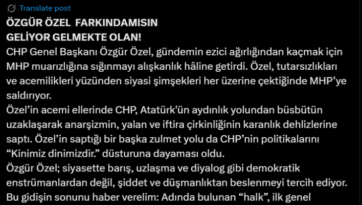 MHP-CHP hattında yeni gerilim: ‘Geliyor gelmekte olan’ polemiği