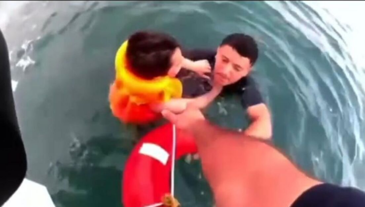 6 yaşındaki çocuğu kurtarma anı kamerada