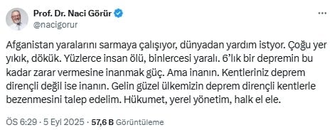 Prof. Dr. Naci Görür'den Afganistan depremi sonrası Türkiye'ye kritik uyarı