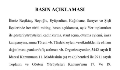 Son dakika! İstanbul Valiliği'nden 6 ilçede 3,5 günlük eylem yasağı!