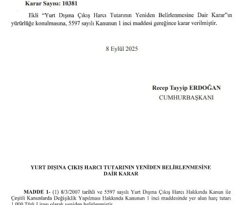 Son dakika… Yurt dışı çıkış harcına dev zam!