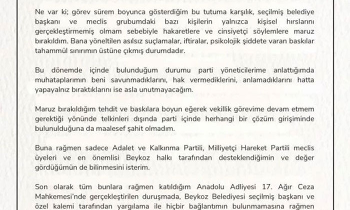 Son dakika! Beykoz Belediye Başkan Vekili  CHP'den istifa etti!
