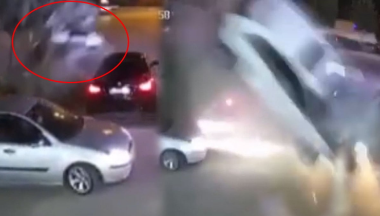 3 aracın üzerinden uçup takla attı, felaketten kıl payıyla kurtuldular