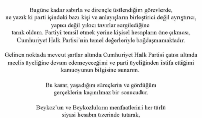 Son dakika… Beykoz'da bir istifa daha: CHP'li Meclis üyesi sosyal medyadan duyurdu…