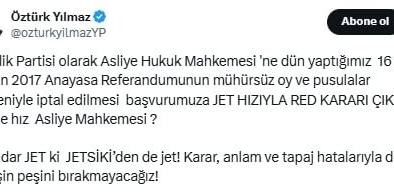 2017 anayasa referandumunun iptali başvurusuna jet hızıyla karar