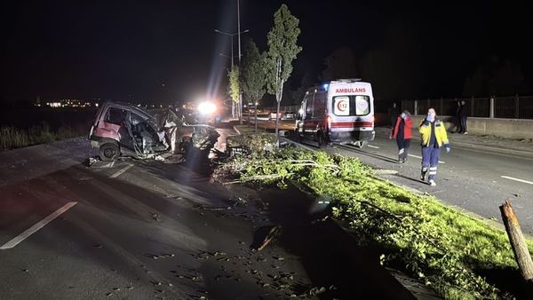 Hafif ticari araç, elektrik direğine çarptı: 1 ölü, 2 yaralı