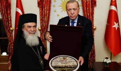Erdoğan, Kudüs Rum Ortodoks Patriği Giannopoulos'u kabul etti