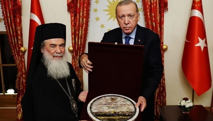 Erdoğan, Kudüs Rum Ortodoks Patriği Giannopoulos'u kabul etti