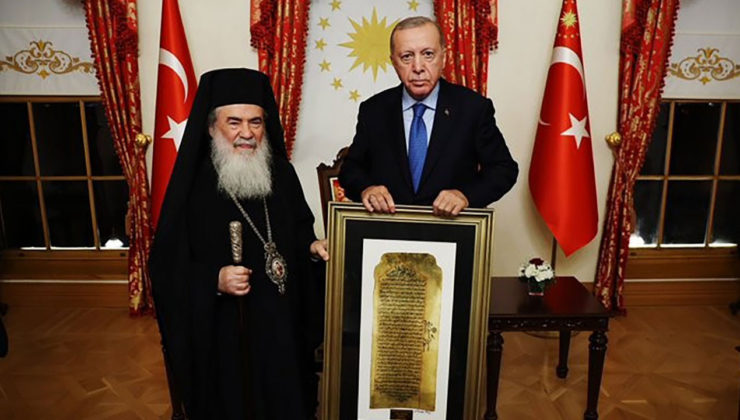 Erdoğan, Kudüs Rum Ortodoks Kilisesi Patriği 3’üncü Teofilos’u kabul etti