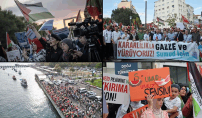 İstanbul'da Küresel Sumud Filosu'na destek gösterisi